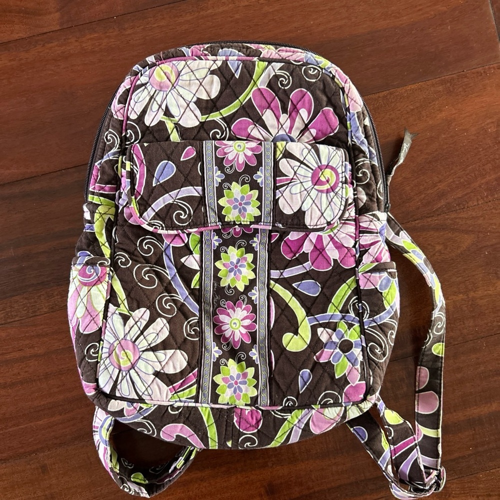 Vera Bradley Purple Punch Retired 12" Pink and Purple Backpack - Picture 6 of 6